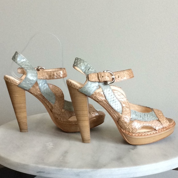 COACH TAMARA PLATFORM SANDALS SNAKE PRINT SZ 8B - Picture 5 of 7